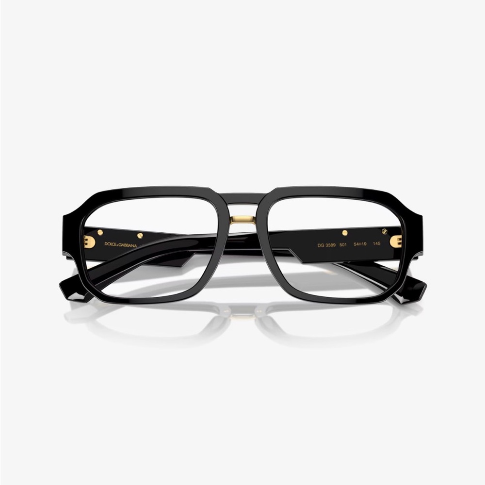 DOLCE & GABBANA Eyeglasses  Black & Gold Aviator Frames